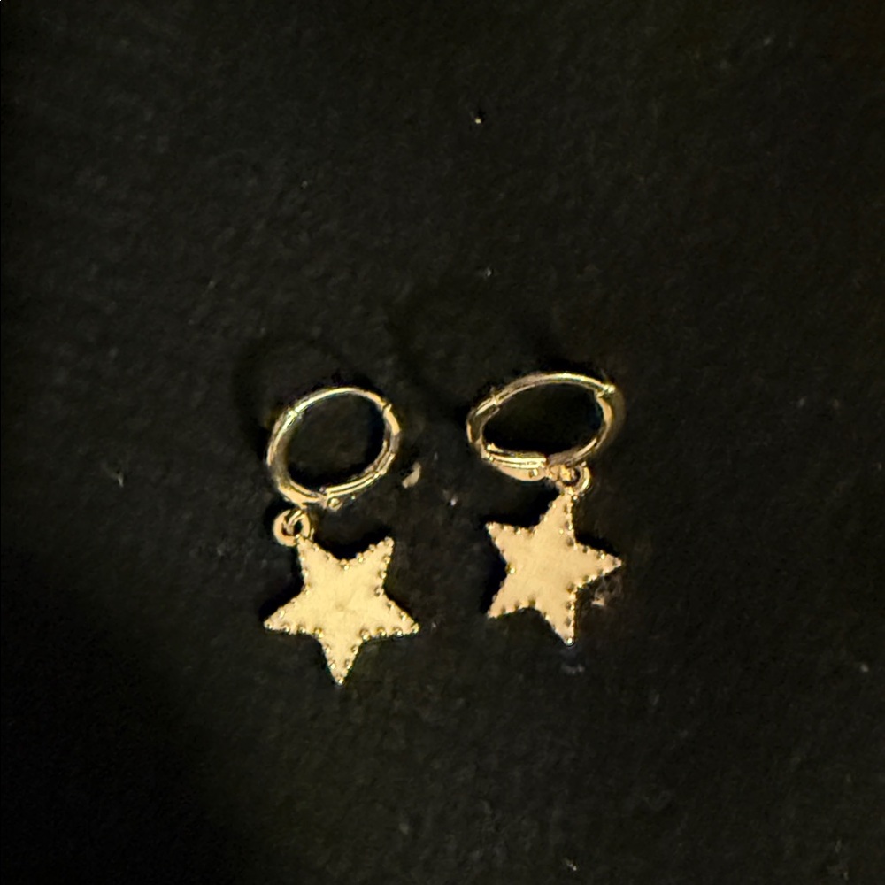 Gold Star Hoop Earrings